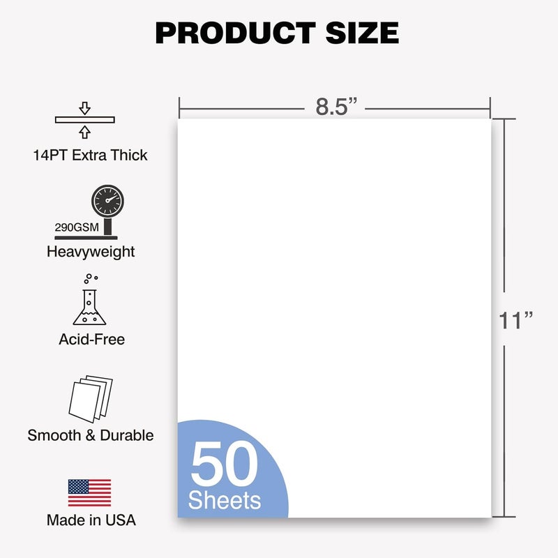 WritePads Veritas Extra Heavyweight White Cardstock 8.5 x 11”, 130lb/300gsm Thick 14pt Cover Card Stock, 50 Sheets, Made in USA, for Invitations, Certificates, Greeting Cards, Covers & Presentation Projects - Image 2